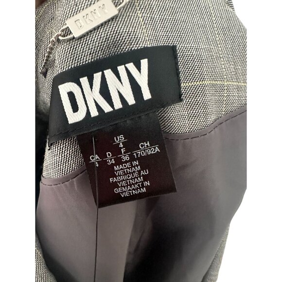 DKNY Women's Gray Yellow Glen Plaid Button Blazer Size 4 - Picture 2 of 6